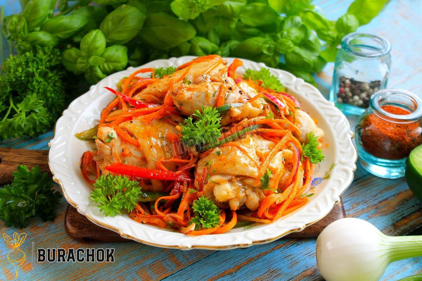 Хе з курки по-корейськи з морквою та цибулею