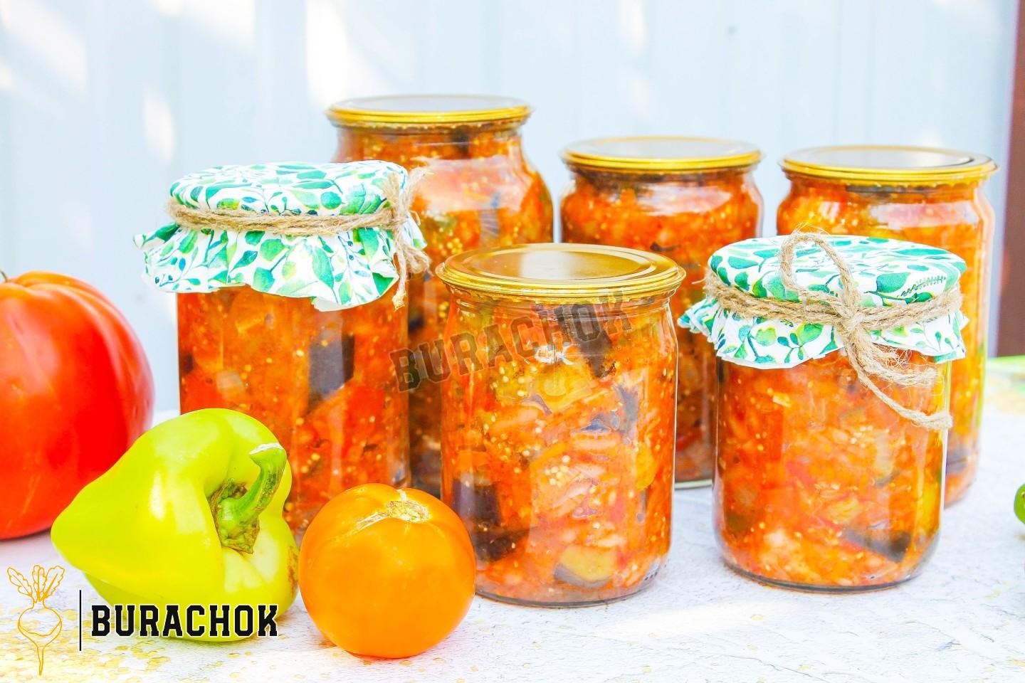 Баклажани з квасолею на зиму
