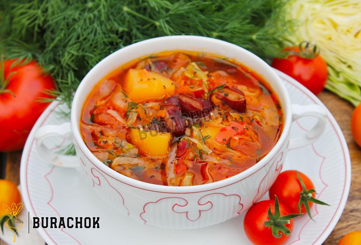 Пісний борщ з квасолею