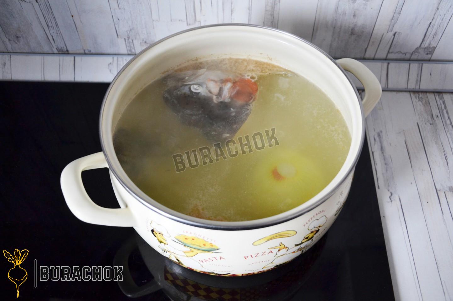 Рибний бульйон з червоною рибою